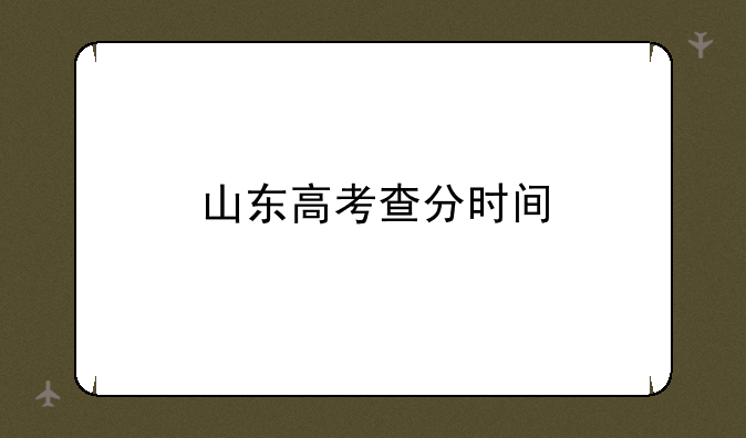 山东高考查分时间