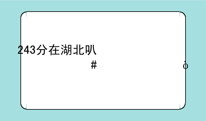 243分在湖北可以读什么学校？