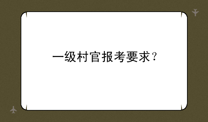 一级村官报考要求？