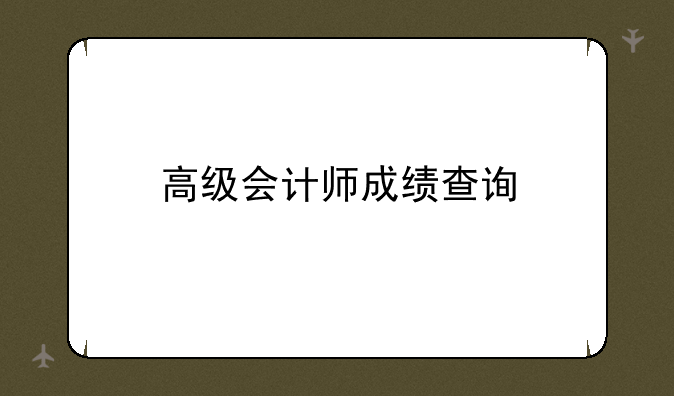高级会计师成绩查询