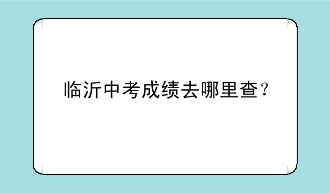 临沂中考成绩去哪里查？