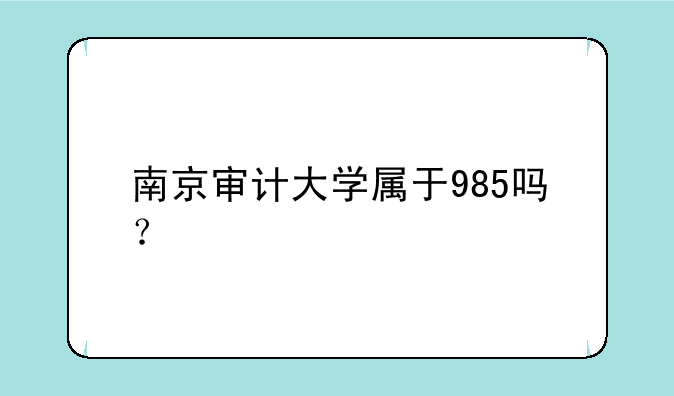 南京审计大学属于985吗？