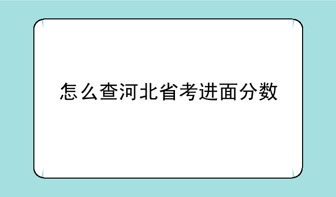怎么查河北省考进面分数