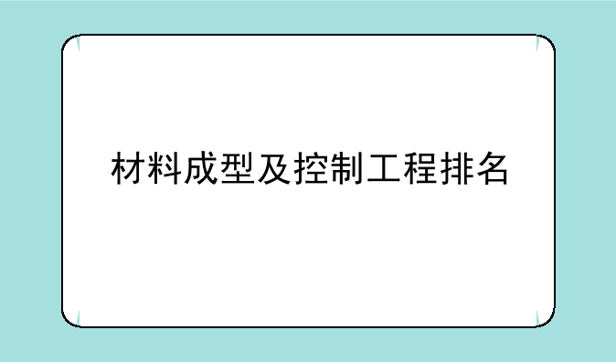 材料成型及控制工程排名