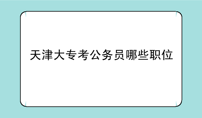 天津大专考公务员哪些职位