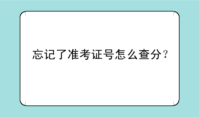 忘记了准考证号怎么查分？
