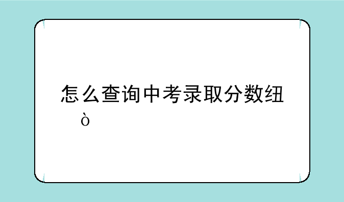 怎么查询中考录取分数线？