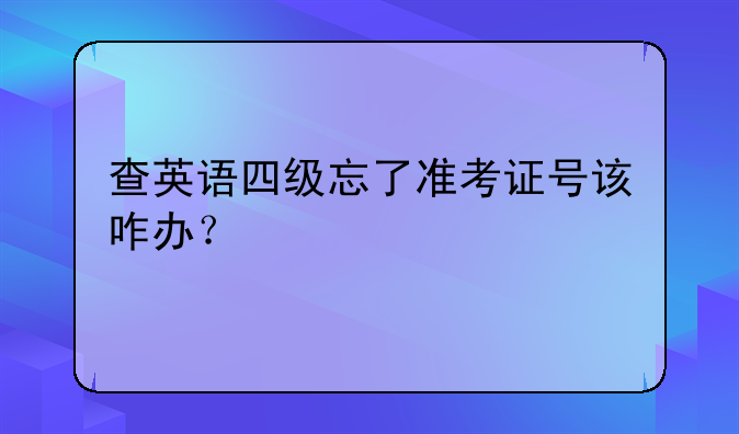 查英语四级忘了准考证号该咋办？