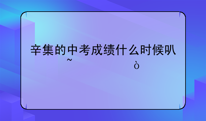 辛集的中考成绩什么时候可以查询？