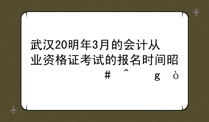 武汉20明年3月的会计从业资格证考试的报名时间是什么时候？