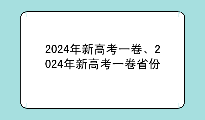 2024年新高考一卷、2024年新高考一卷省份