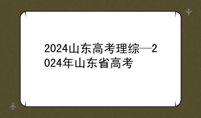 2024山东高考理综—2024年山东省高考