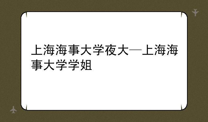 上海海事大学夜大—上海海事大学学姐