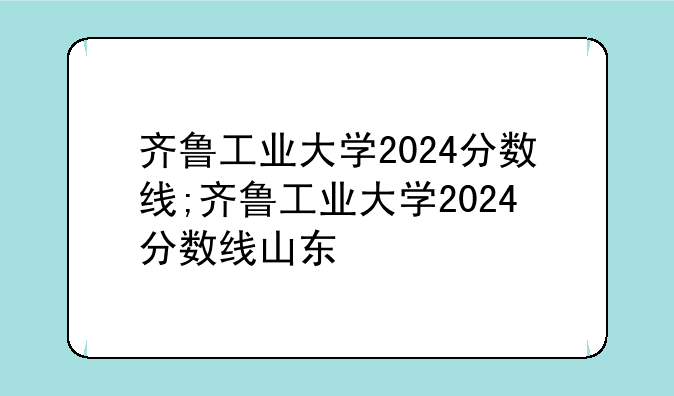 齐鲁工业大学2024分数线;齐鲁工业大学2024分数线山东