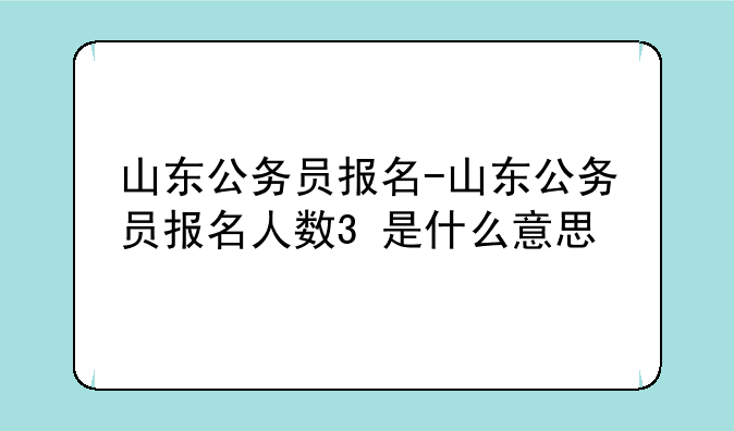 山东公务员报名-山东公务员报名人数3+是什么意思