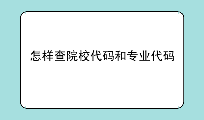 怎样查院校代码和专业代码